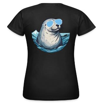Phoque avec des lunettes de soleil - Créature marine cool sur une photo - T-shirt Femme - noir - Dos - AI Model Female 172 dark (172cm)