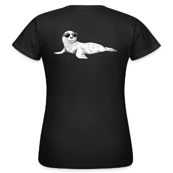 Phoque avec des lunettes de soleil - Créature marine cool sur une photo - T-shirt Femme - noir - Dos - AI Model Female 172 dark (172cm)