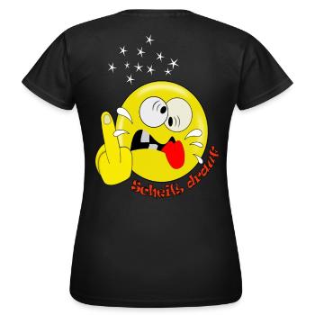 Lustig Smiley spaßig - Frauen T-Shirt - Schwarz - Hinten - AI Model Female 172 dark (172cm)