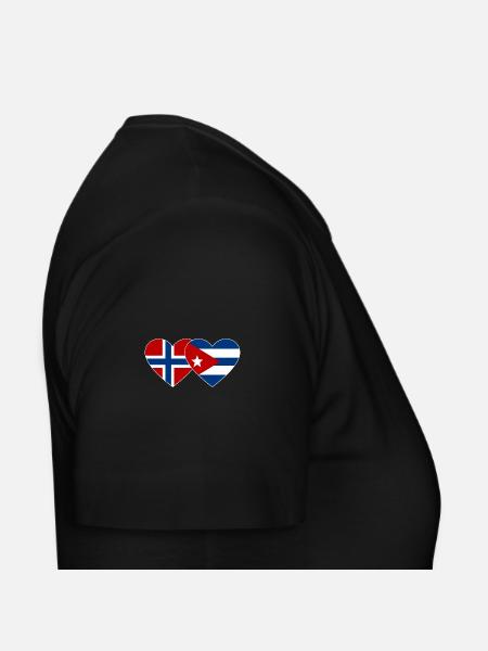Norwegen Kuba Flagge Herz - Frauen T-Shirt - Schwarz - Rechts