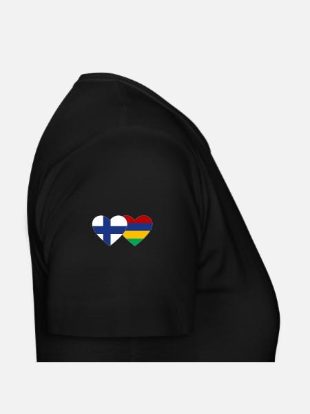 Finnland Mauritius Flagge Herz - Frauen T-Shirt - Schwarz