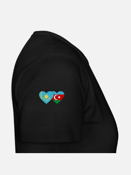 Kasachstan Aserbaidschan Flagge Herz - Frauen T-Shirt - Schwarz