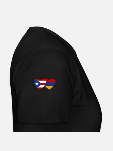 Kuba Armenien Flagge Herz - Frauen T-Shirt - Schwarz - Rechts