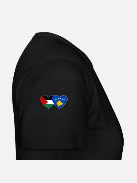 Palästina Kosovo Flagge Herz - Frauen T-Shirt - Schwarz