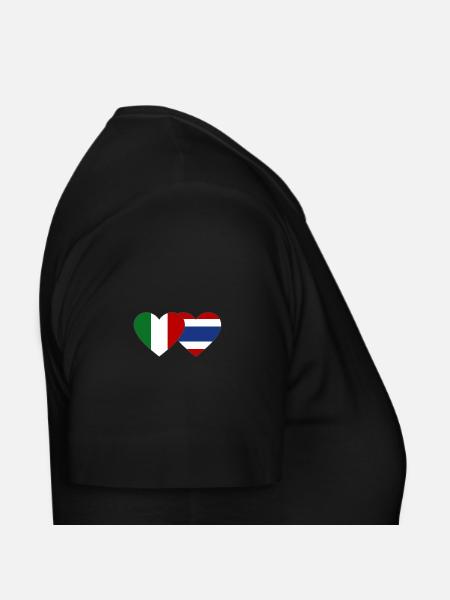 Italien Thailand Flagge Herz - Frauen T-Shirt - Schwarz