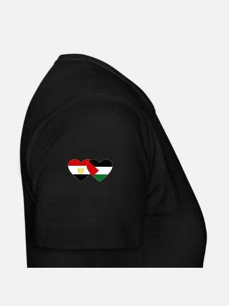 Egypt Palestine Flag Heart - Women's T-Shirt - black