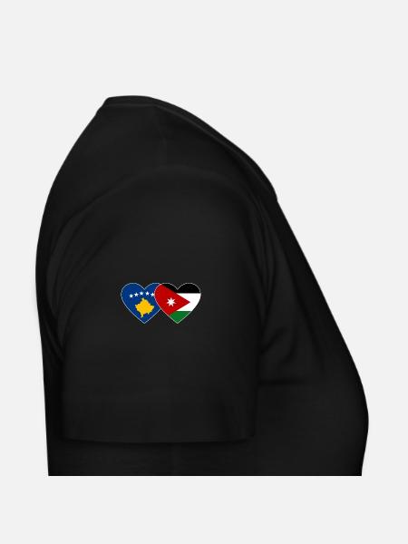 Kosovo Jordanien Flagge Herz - Dame-T-shirt - sort