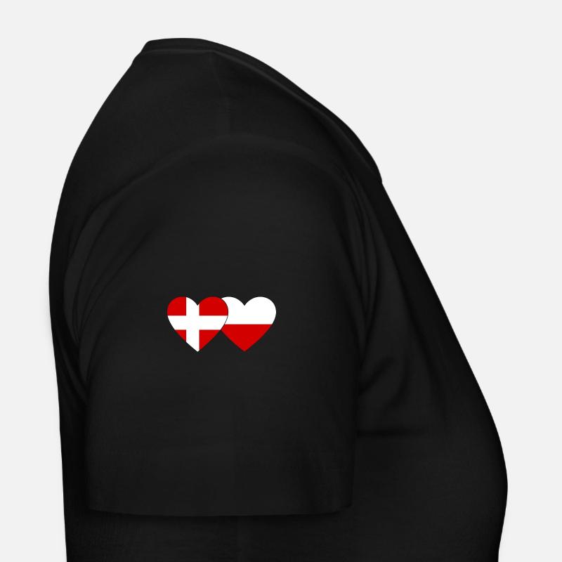 Danmark Polen Flag Hjerte - Dame-T-shirt - sort