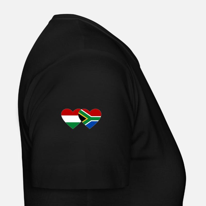 Hongrie Afrique du Sud Drapeau Mains Coeur Forme T-shirt Femme