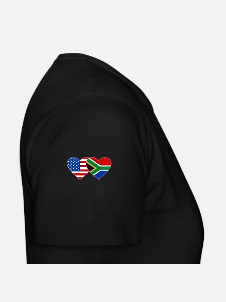 États-Unis, Afrique du Sud, drapeau, forme de coeur - T-shirt Femme - noir - Droite