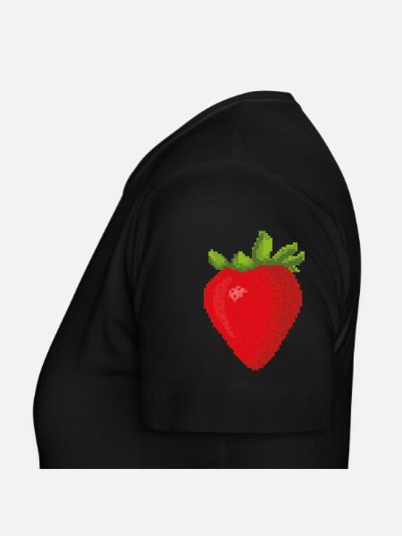 Rétro Pixel Fraise - T-shirt Femme - noir - Gauche