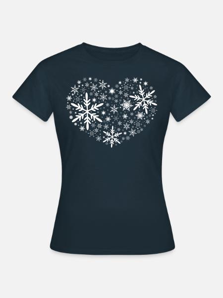 Schneeball Herz - Frauen T-Shirt - Navy