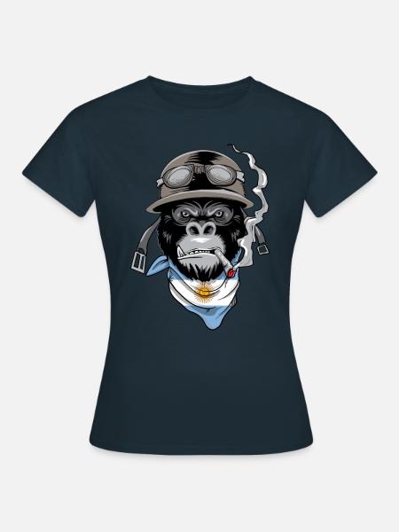Argentine Moto Casque Motocycliste Gorille - T-shirt Femme - marine