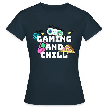 gaming and chill - Women's T-Shirt - navy - Front - AI Model Female 172 dark (172cm)