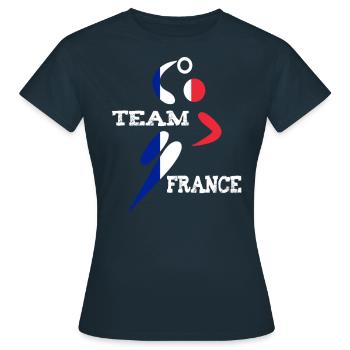 Handball T-Shirt Team Frankreich - Frauen T-Shirt - Navy - Vorne - AI Model Female 172 dark (172cm)
