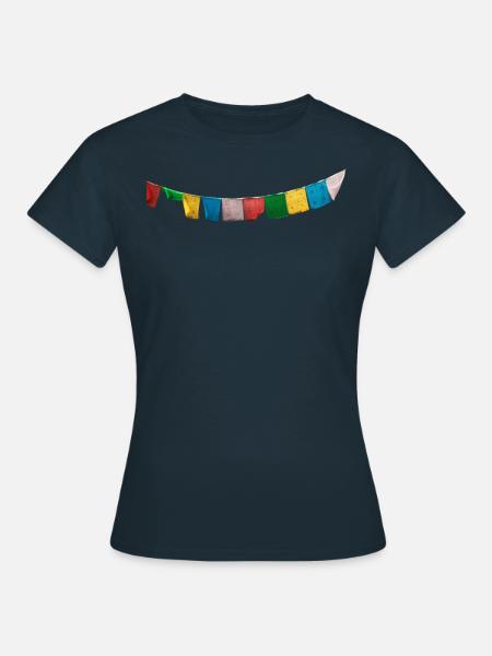 Gebetsfahnen / Gebetsflaggen Nepal - Frauen T-Shirt - Navy