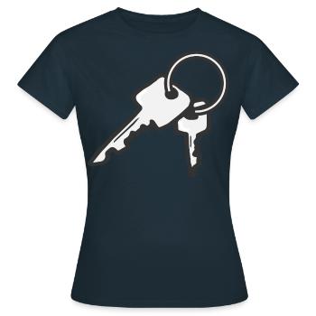 Keychain - Women's T-Shirt - navy - Front - AI Model Female 172 dark (172cm)