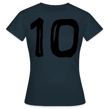 Trikotnummer - Zehn - Frauen T-Shirt - Navy - Vorne - AI Model Female 172 dark (172cm)