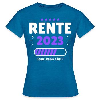 Rente 2023 - Der Countdown läuft! Das lustige - Frauen T-Shirt - Antikblaues Saphir meliert - Vorne - AI Model Female 172 dark (172cm)