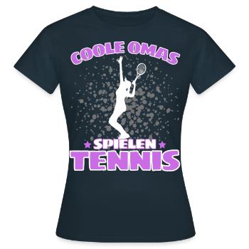 COOLE OMAS SPIELEN TENNIS Lustiges - Frauen T-Shirt - Navy - Vorne - AI Model Female 172 dark (172cm)