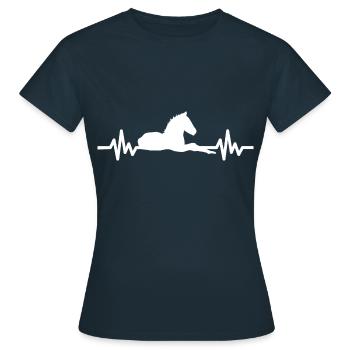 Herzschlag - Pferd Hengst Stute Ross Reitsport - Frauen T-Shirt - Navy - Vorne - AI Model Female 172 dark (172cm)