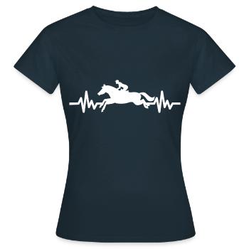 Herzschlag - Pferd Hengst Stute Ross Reitsport - Frauen T-Shirt - Navy - Vorne - AI Model Female 172 dark (172cm)