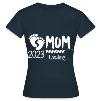 Mama loading 2023, werdende Mutter 2023 - Frauen T-Shirt - Navy - Vorne - AI Model Female 172 dark (172cm)