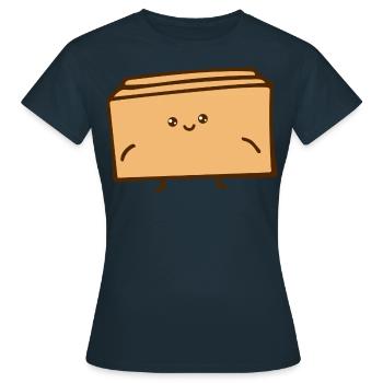 Cardboard - Funny - Packaging - Women's T-Shirt - navy - Front - AI Model Female 172 dark (172cm)