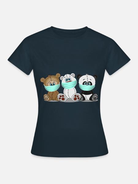 Grizzly Bär Polar Bär Panda Bär mit Mundschutz - Frauen T-Shirt - Navy