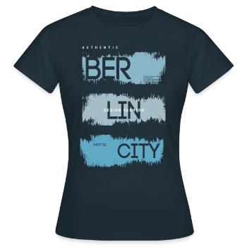 Berlin City Fashion Souvenir & Gift Idea - Women's T-Shirt - navy - Front - AI Model Female 172 dark (172cm)