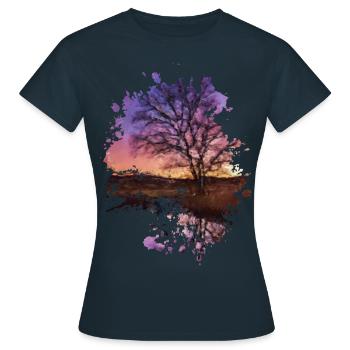 Sonnenuntergang - Frauen T-Shirt - Navy - Vorne - AI Model Female 172 dark (172cm)