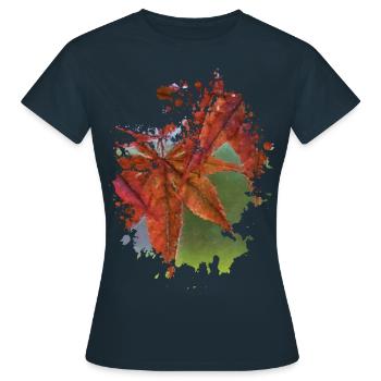 Blatt - Frauen T-Shirt - Navy - Vorne - AI Model Female 172 dark (172cm)