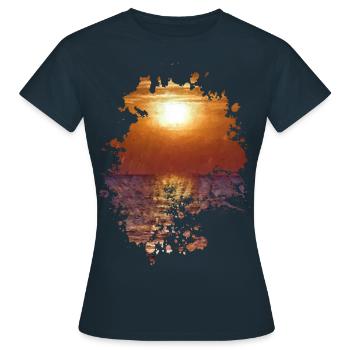 Sonnenuntergang - Frauen T-Shirt - Navy - Vorne - AI Model Female 172 dark (172cm)
