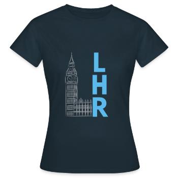London - London - LHR - Women's T-Shirt - navy - Front - AI Model Female 172 dark (172cm)