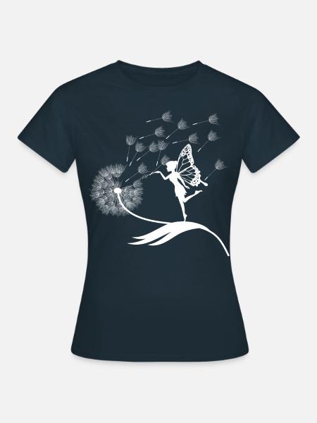 Schmetterlingdesign Pusteblumen Wiese Herzen Feen - Frauen T-Shirt - Navy