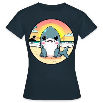 Requin détendu sur la plage - T-shirt Femme - marine - Devant - AI Model Female 172 dark (172cm)