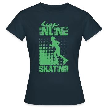 Sk8 Inline Skate Inliner Inline Skating Rollschuhe - Frauen T-Shirt - Navy - Vorne - AI Model Female 172 dark (172cm)