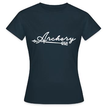Bogen Pfeil Bogenschießen Bogenschütze Schießsport - Frauen T-Shirt - Navy - Vorne - AI Model Female 172 dark (172cm)