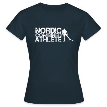 Kombination Nordisch Kombinierer Nordische Sport - Frauen T-Shirt - Navy - Vorne - AI Model Female 172 dark (172cm)