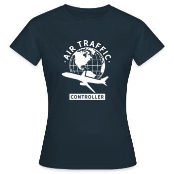 Contrôleur de la circulation aérienne espace aérien contrôle de la circulation aérienne trafic aérien - T-shirt Femme - marine - Devant - AI Model Female 172 dark (172cm)