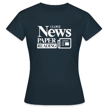 Ich liebe Zeitung lesen Zeitschrift Leser - Frauen T-Shirt - Navy - Vorne - AI Model Female 172 dark (172cm)