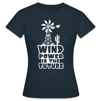 Windkraft Ist Die Zukunft Windrad Windenergie - Frauen T-Shirt - Navy - Vorne - AI Model Female 172 dark (172cm)
