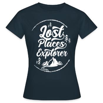 Lost Places Explorer Quitter Explorer Des lieux - T-shirt Femme - marine - Devant - AI Model Female 172 dark (172cm)