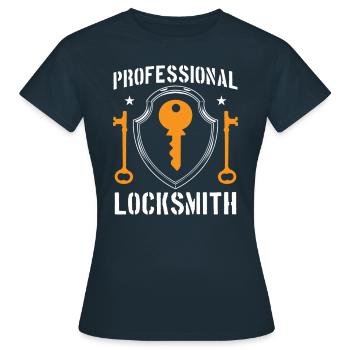 Professioneller Schlosser Schlüsseldienst Schloss - Frauen T-Shirt - Navy - Vorne - AI Model Female 172 dark (172cm)