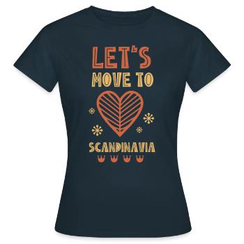 Nous déménageons en Scandinavie Scandinave Nordique - T-shirt Femme - marine - Devant - AI Model Female 172 dark (172cm)