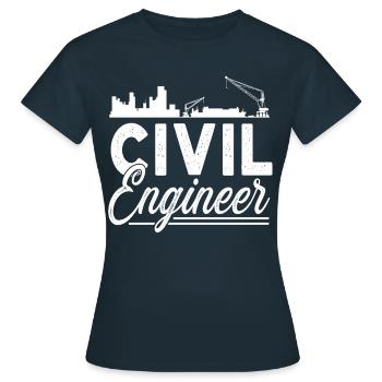 Ingénieur civil Profession étudiante en génie civil - T-shirt Femme - marine - Devant - AI Model Female 172 dark (172cm)