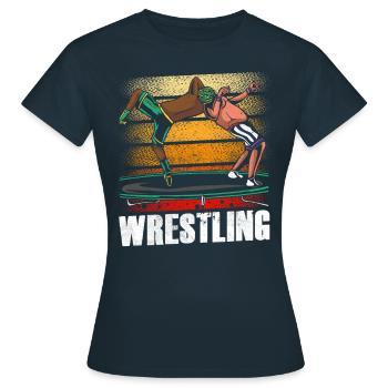 Lutte Lutte Lutte Lutte Lutte Wrestling Wrestling - T-shirt Femme - marine - Devant - AI Model Female 172 dark (172cm)