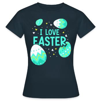 Ich Liebe Ostern Osterfest Osterei Osterhase - Frauen T-Shirt - Navy - Vorne - AI Model Female 172 dark (172cm)