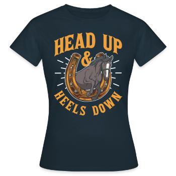 Head Up And Heels Down Rider Horse Riding - Women's T-Shirt - navy - Front - AI Model Female 172 dark (172cm)