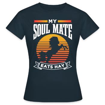 Mein Seelenverwandter Frisst Heu Reiten Pferd - Frauen T-Shirt - Navy - Vorne - AI Model Female 172 dark (172cm)